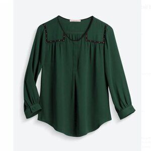 41 Hawthorn Zeal Studded Detail Blouse Stitch Fix Dark Green Size Medium